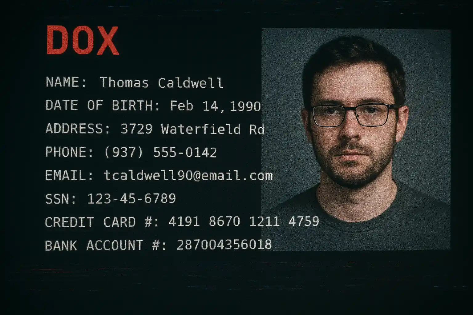 Conceptual illustration of personal data protection and privacy security against doxxing threats